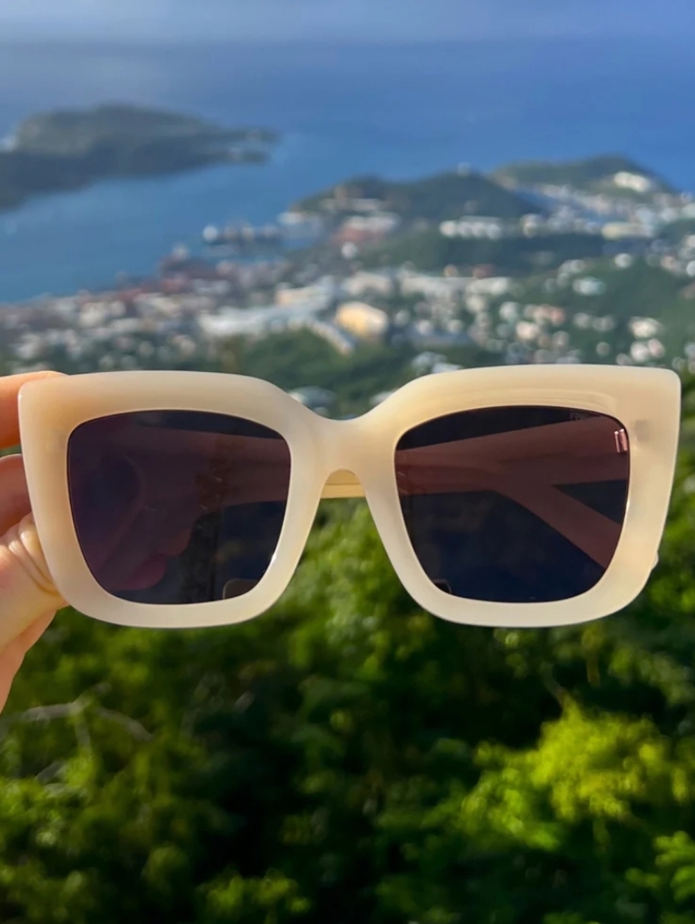 FREYRS Portofino Oversized Square Cat Eye Sunglasses Taupe Tan Brown